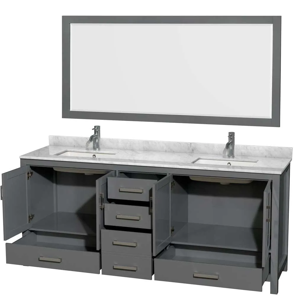 Sheffield 80 Inch Double Bathroom Vanity in Dark Gray