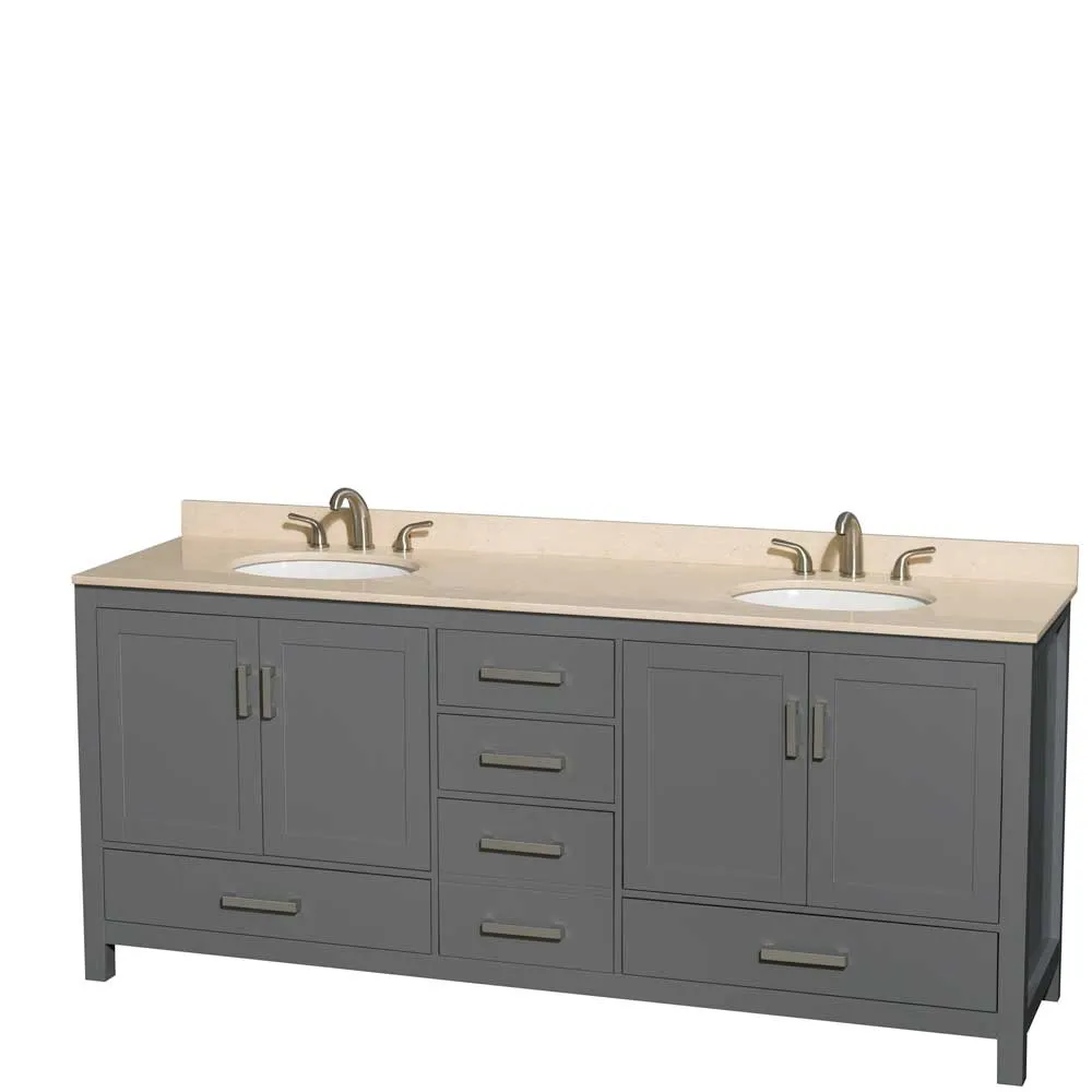 Sheffield 80 Inch Double Bathroom Vanity in Dark Gray