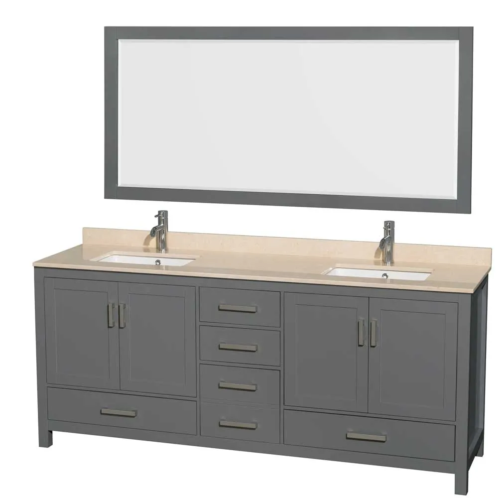 Sheffield 80 Inch Double Bathroom Vanity in Dark Gray