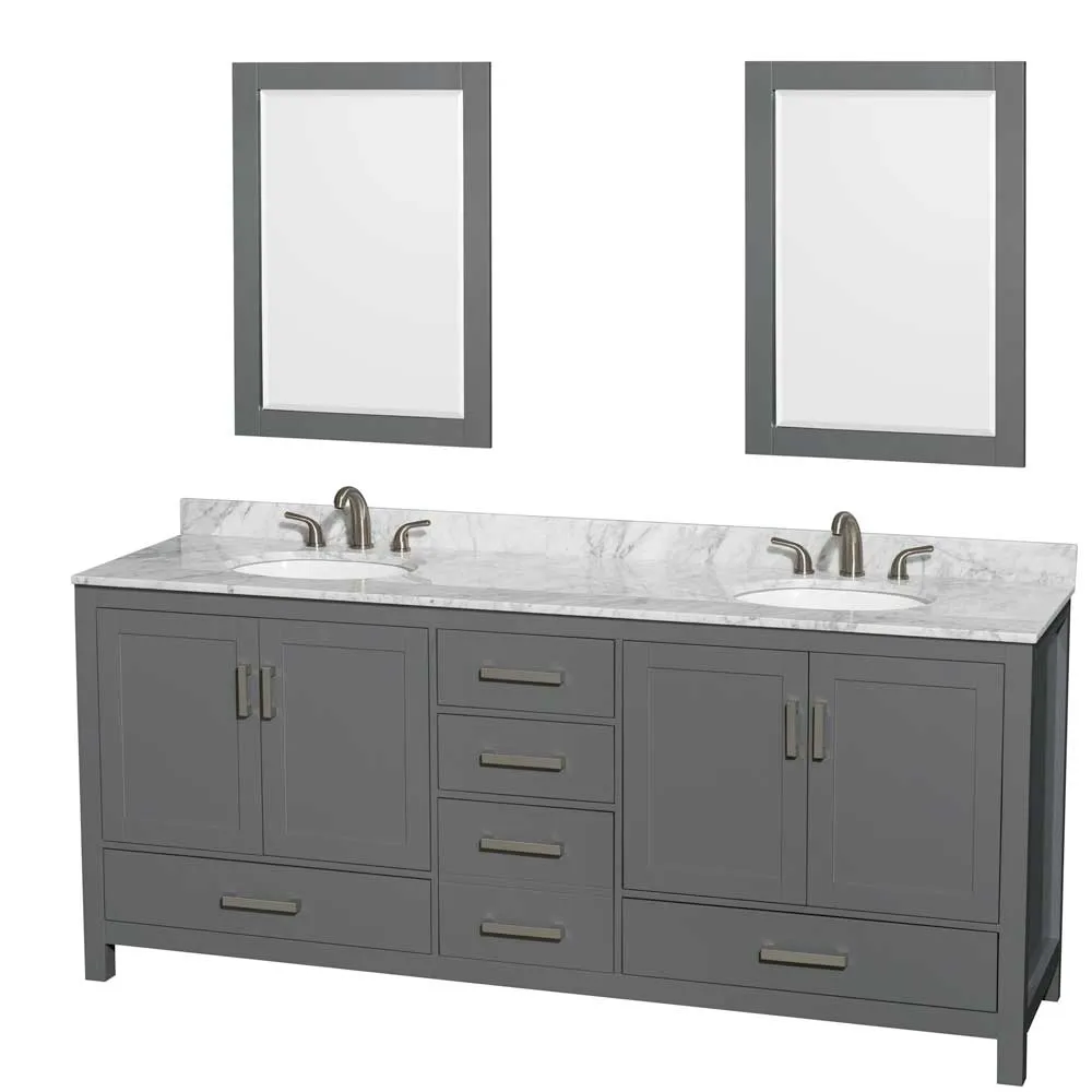 Sheffield 80 Inch Double Bathroom Vanity in Dark Gray