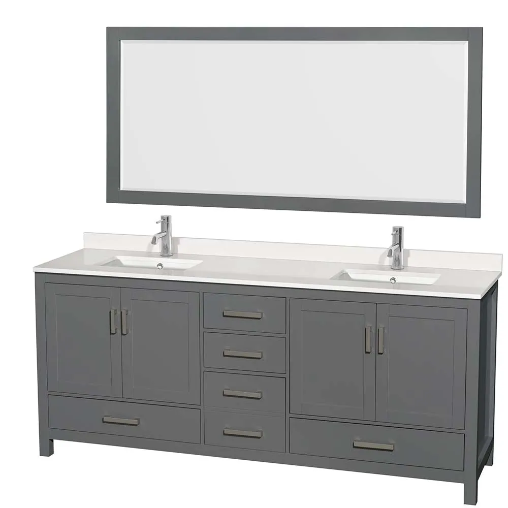 Sheffield 80 Inch Double Bathroom Vanity in Dark Gray