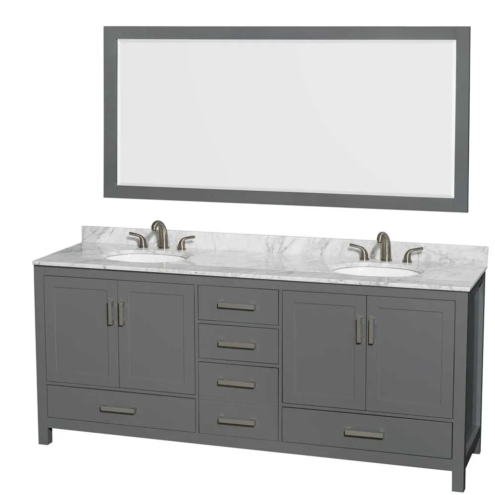 Sheffield 80 Inch Double Bathroom Vanity in Dark Gray