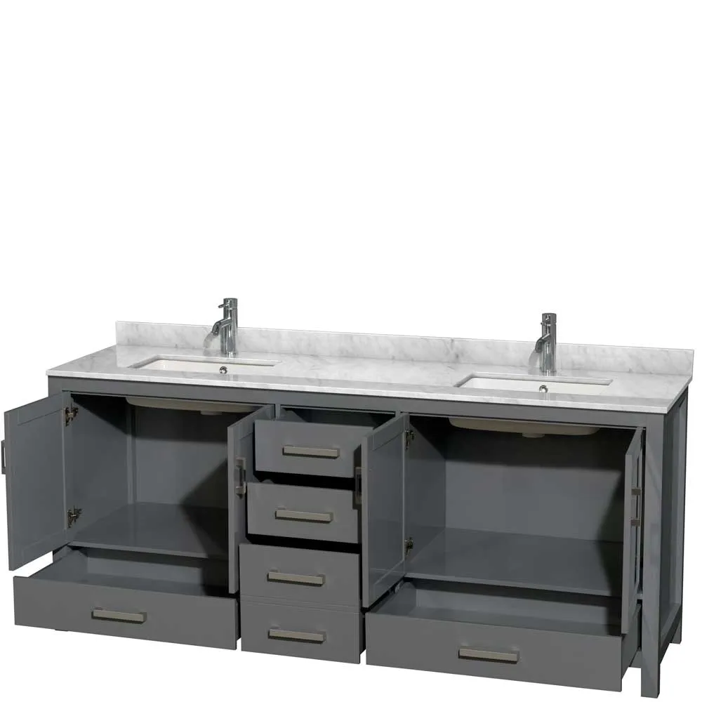 Sheffield 80 Inch Double Bathroom Vanity in Dark Gray