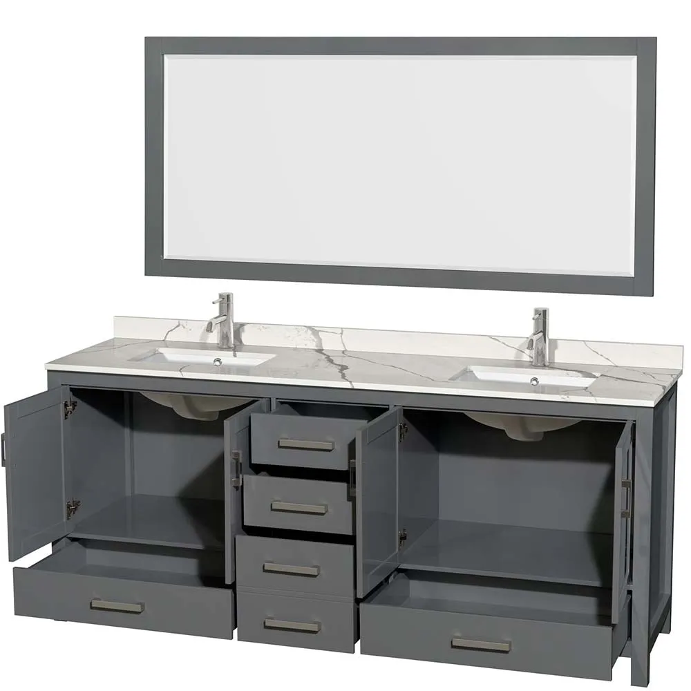 Sheffield 80 Inch Double Bathroom Vanity in Dark Gray