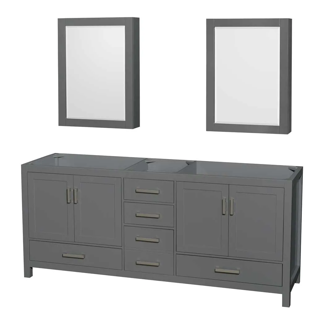 Sheffield 80 Inch Double Bathroom Vanity in Dark Gray