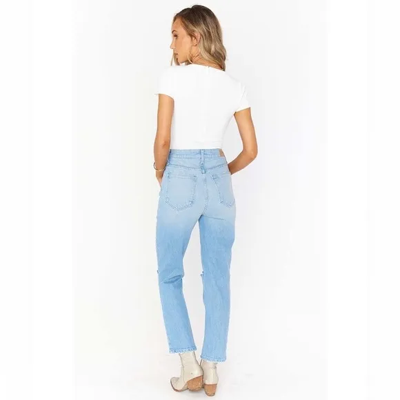 Show Me Your Mumu Midtown Straight Leg Distressed Jeans in Light Wash Size 28