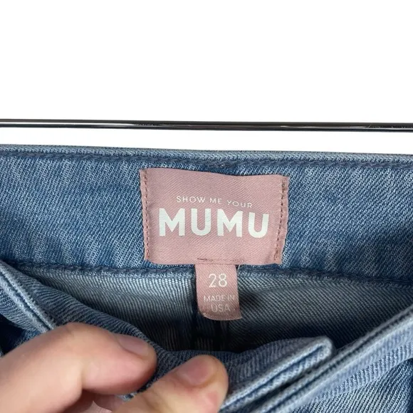 Show Me Your Mumu Midtown Straight Leg Distressed Jeans in Light Wash Size 28