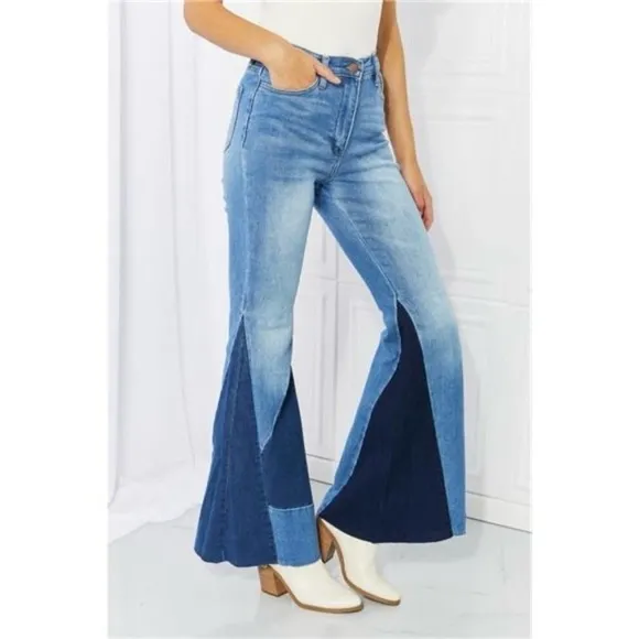 Sienna Color Block Flare Jeans - Size 1X