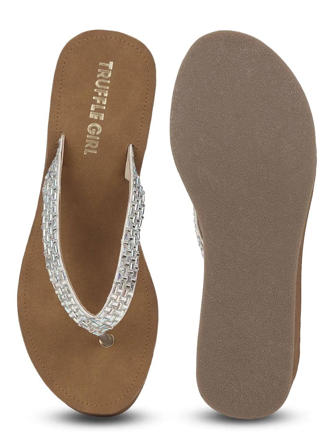 Silver PU Shimmer Knitted Strap Slip On Wedges
