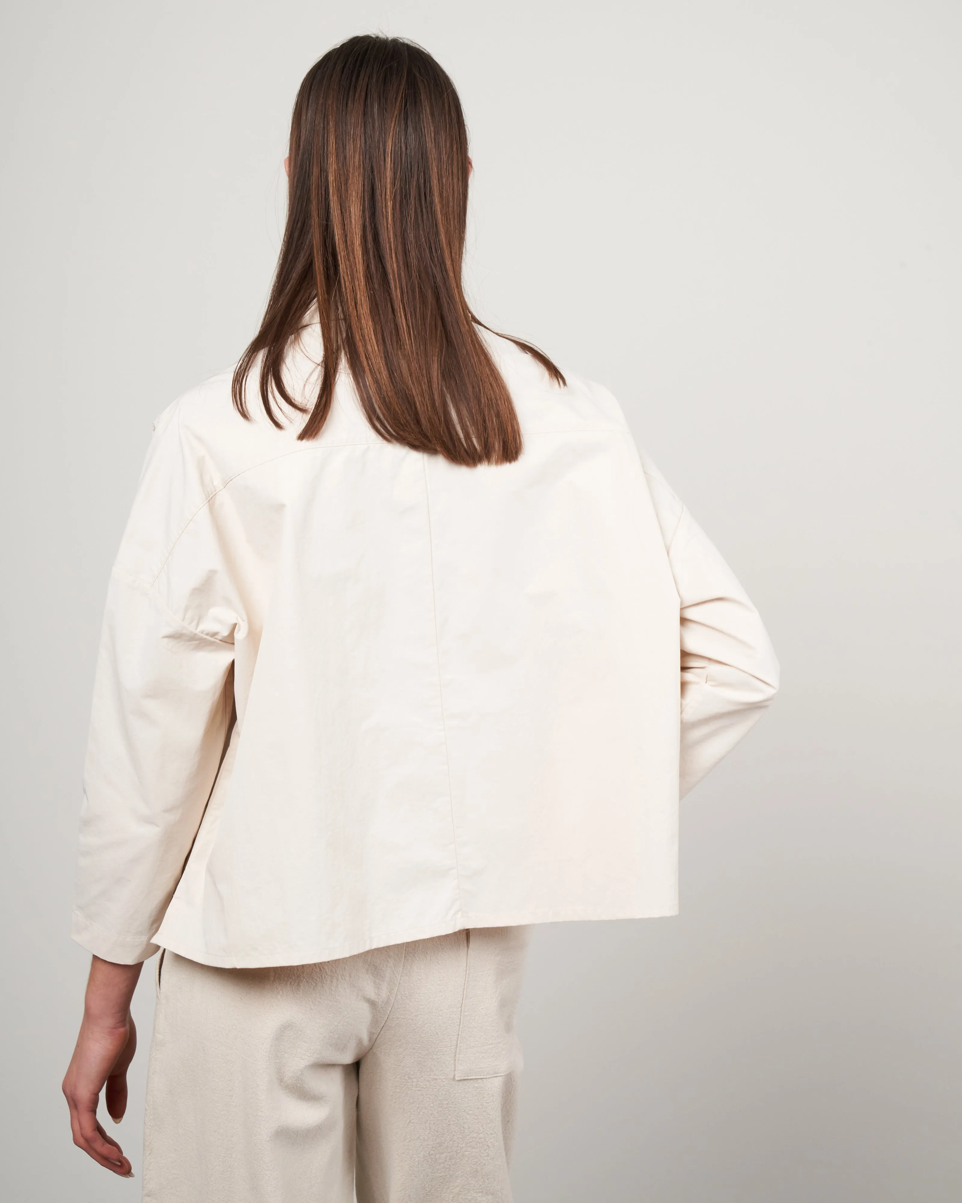 single pocket shirt jacket - bone white