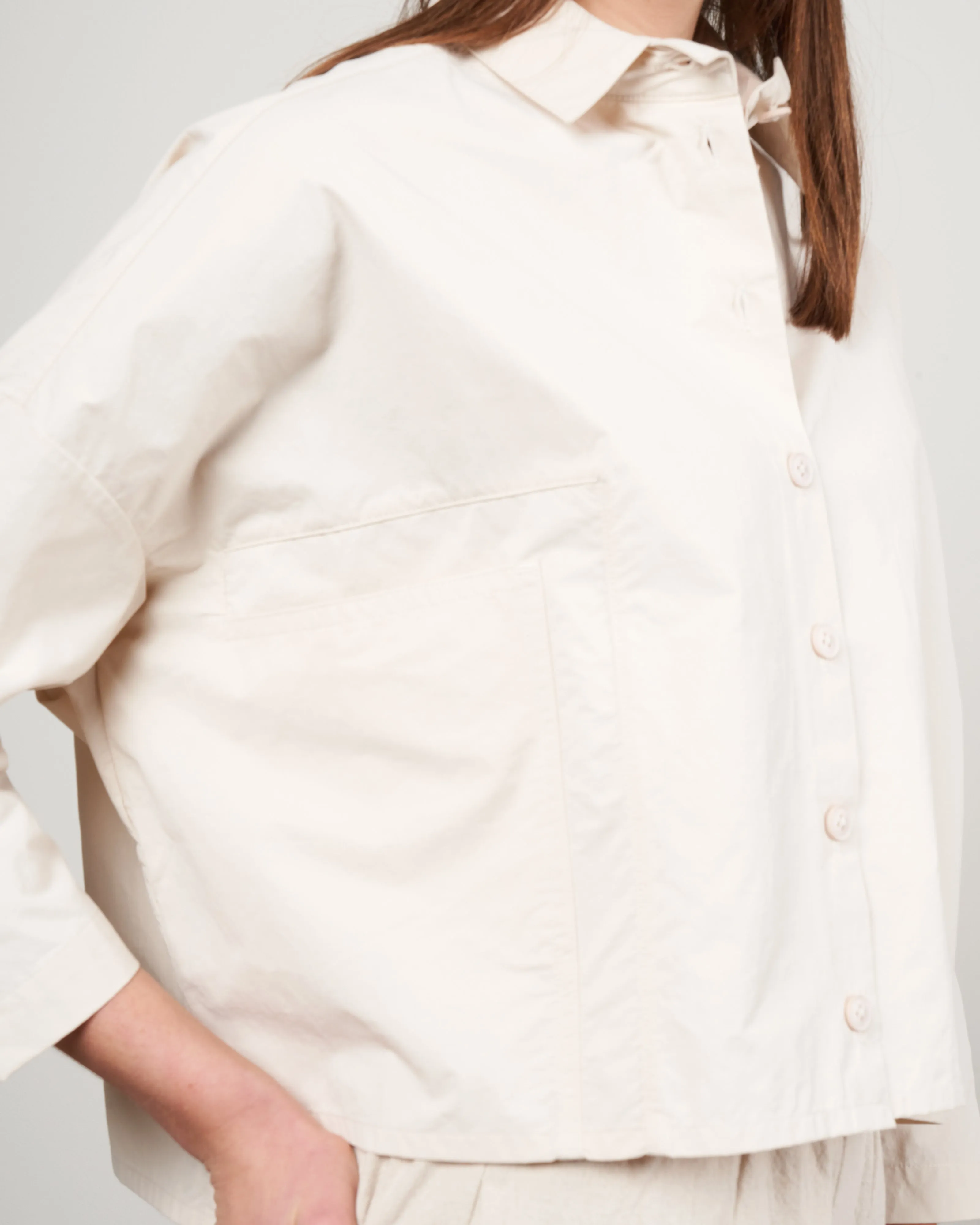 single pocket shirt jacket - bone white