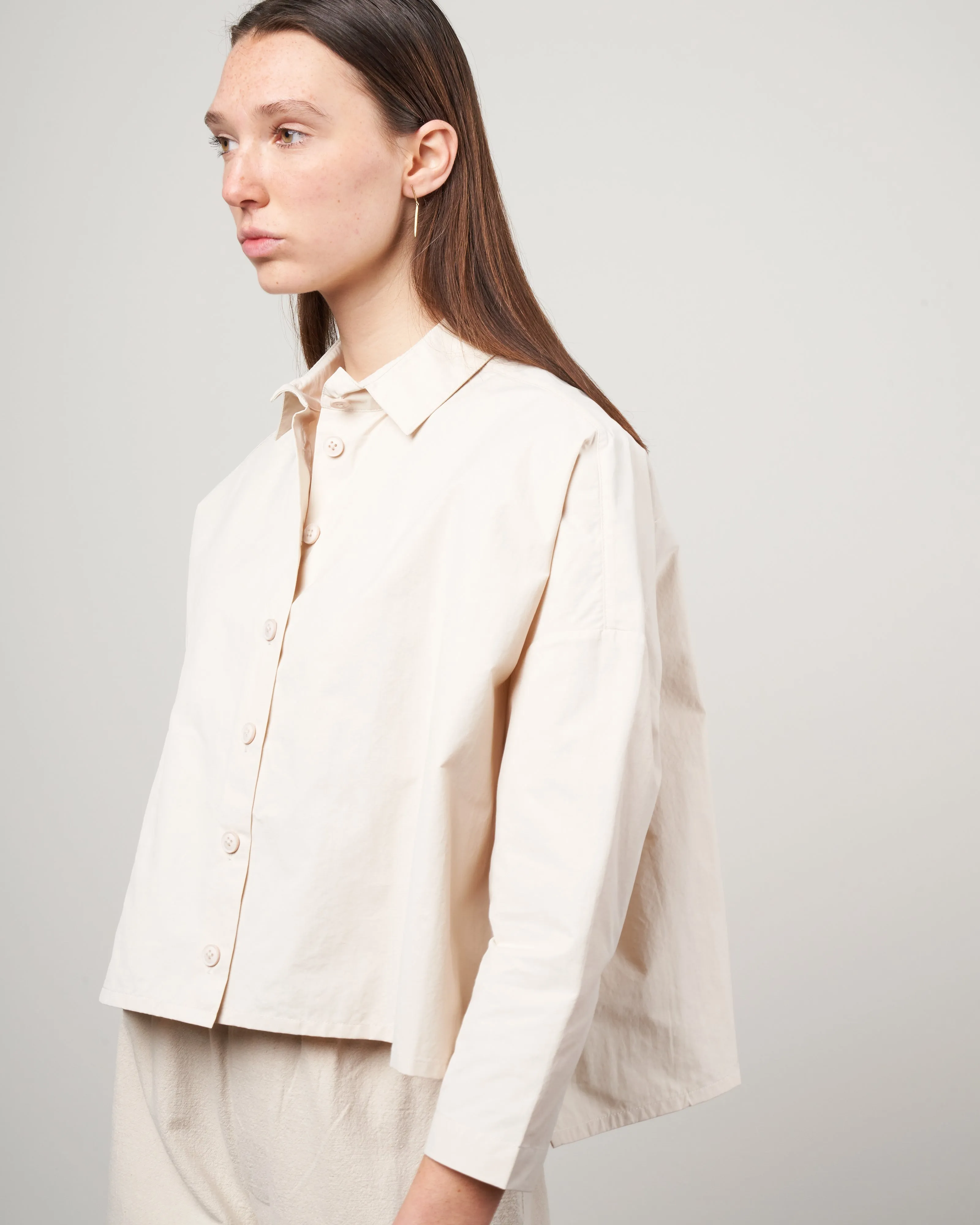 single pocket shirt jacket - bone white