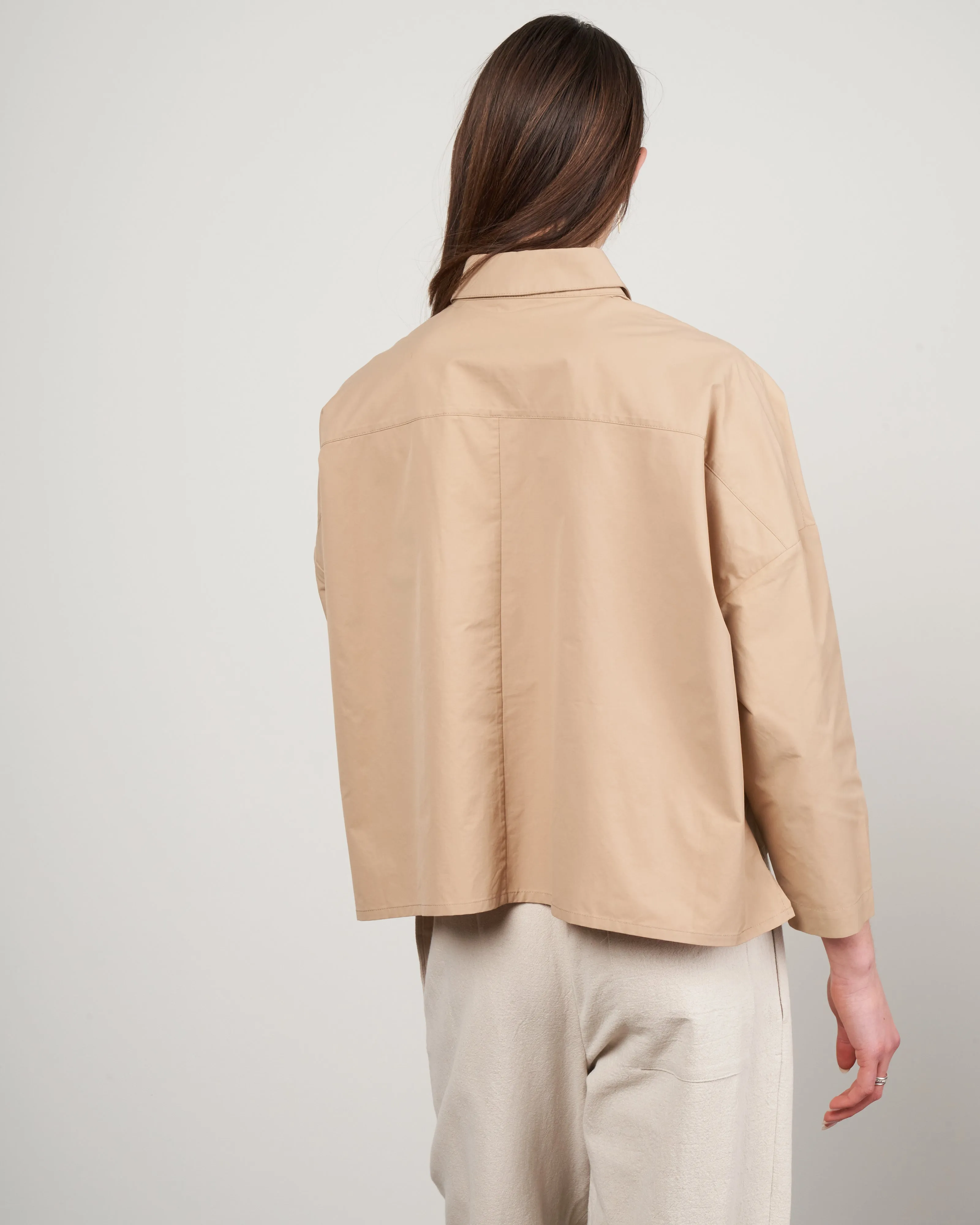 single pocket shirt jacket - tan