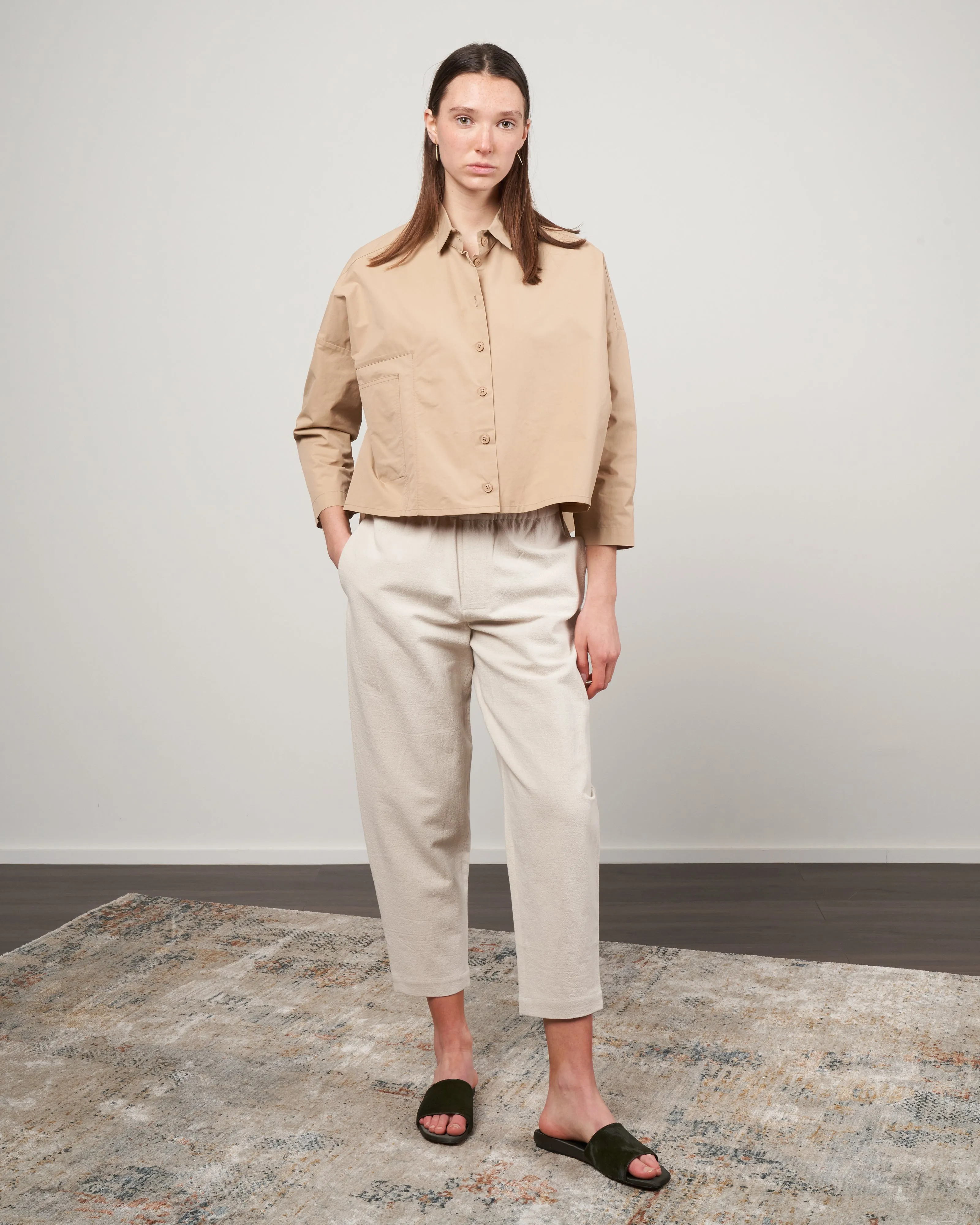 single pocket shirt jacket - tan