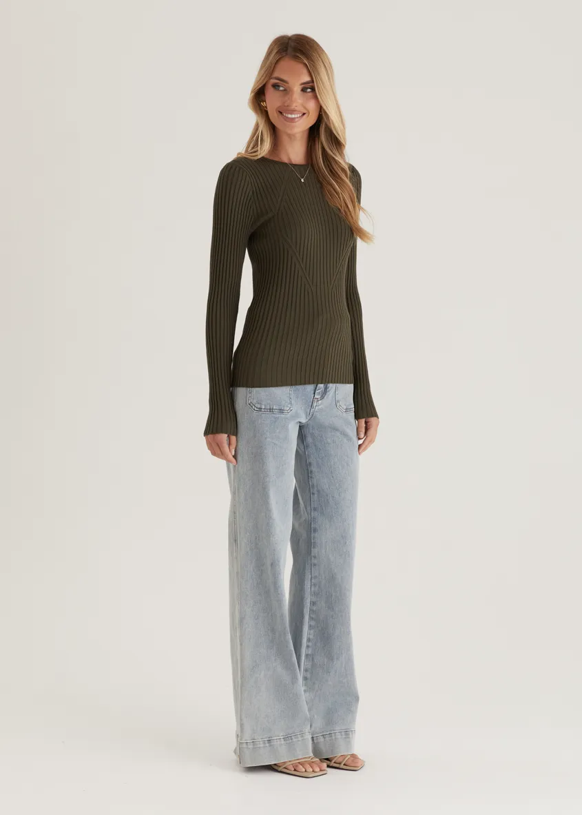 Skylee Knit Top - Olive