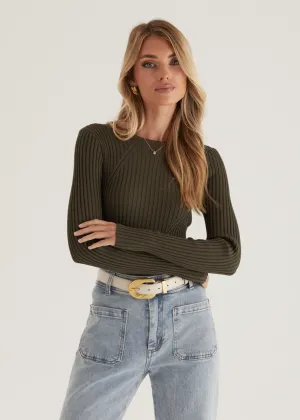 Skylee Knit Top - Olive