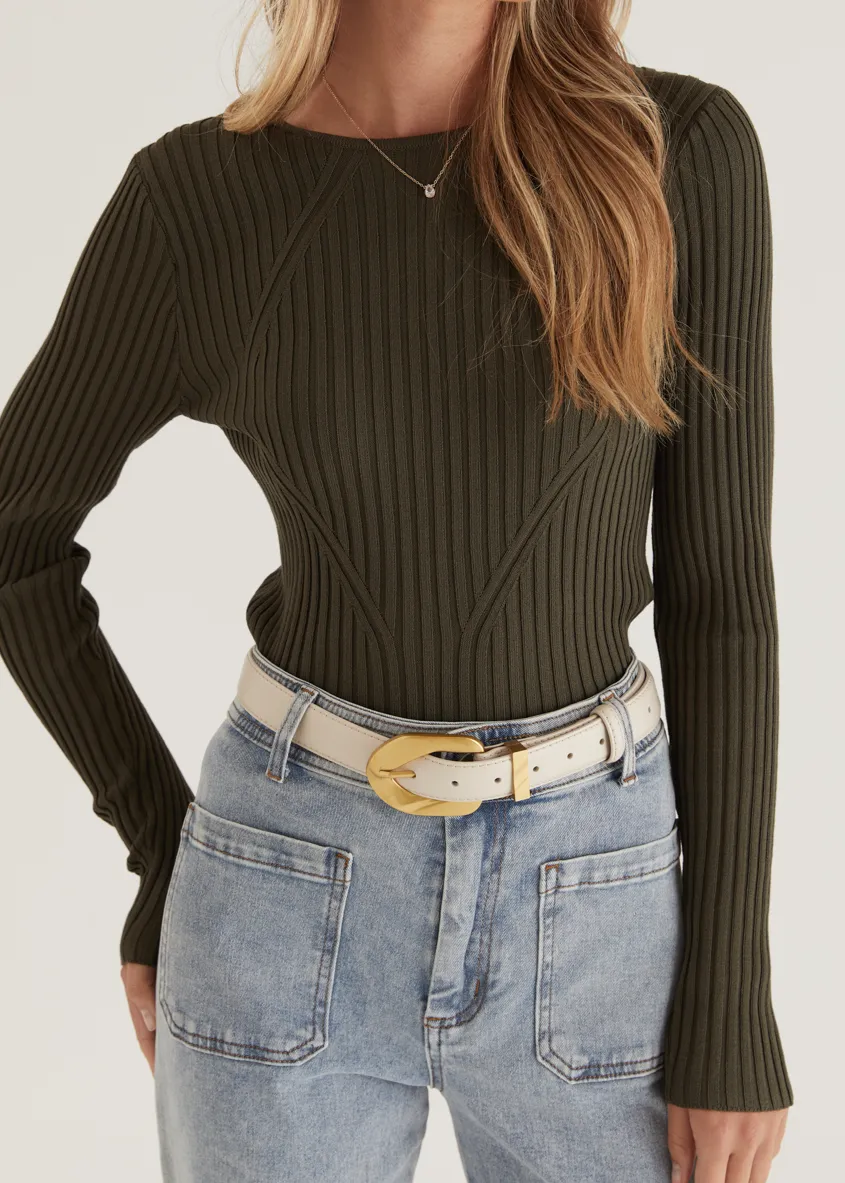 Skylee Knit Top - Olive