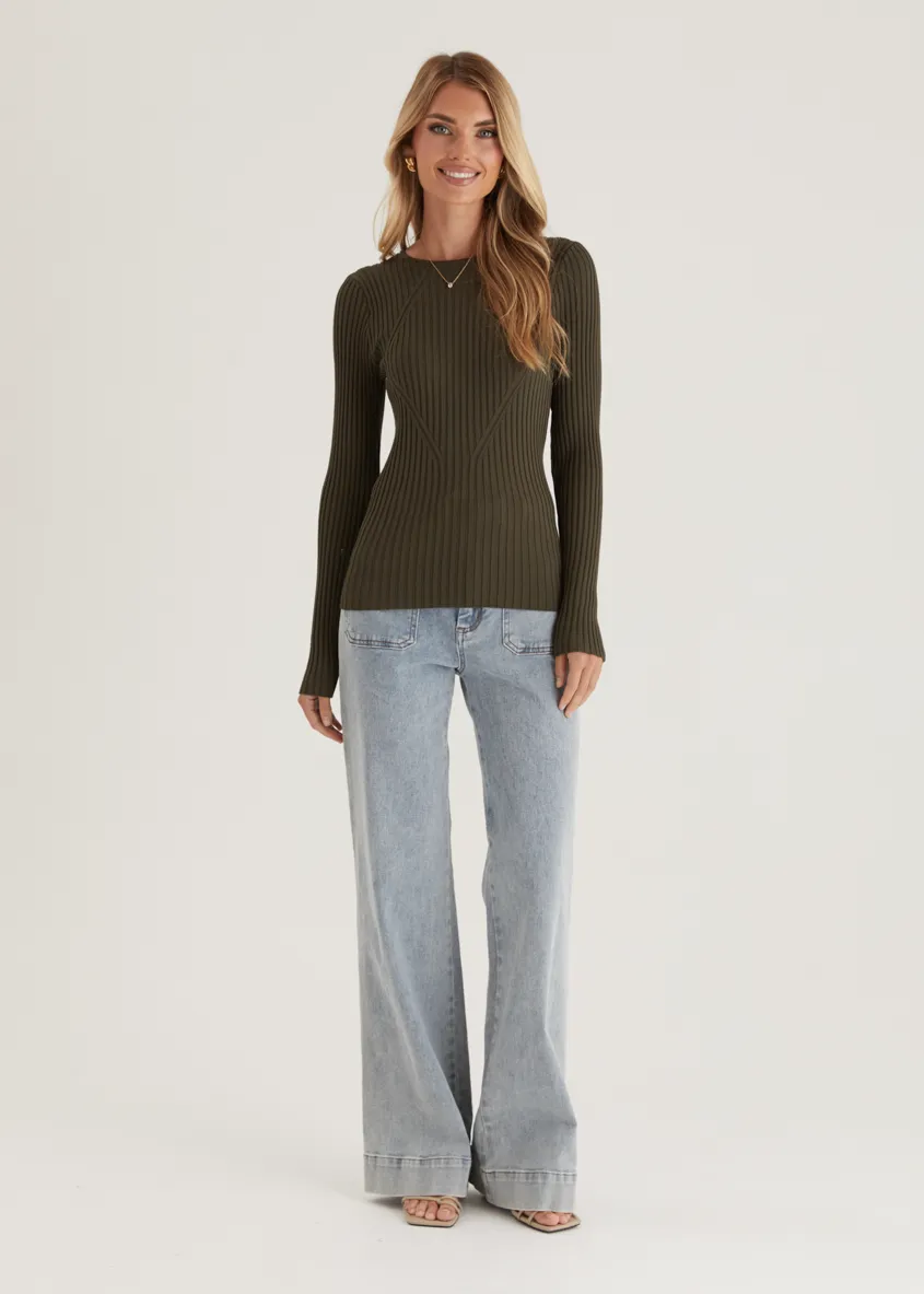 Skylee Knit Top - Olive
