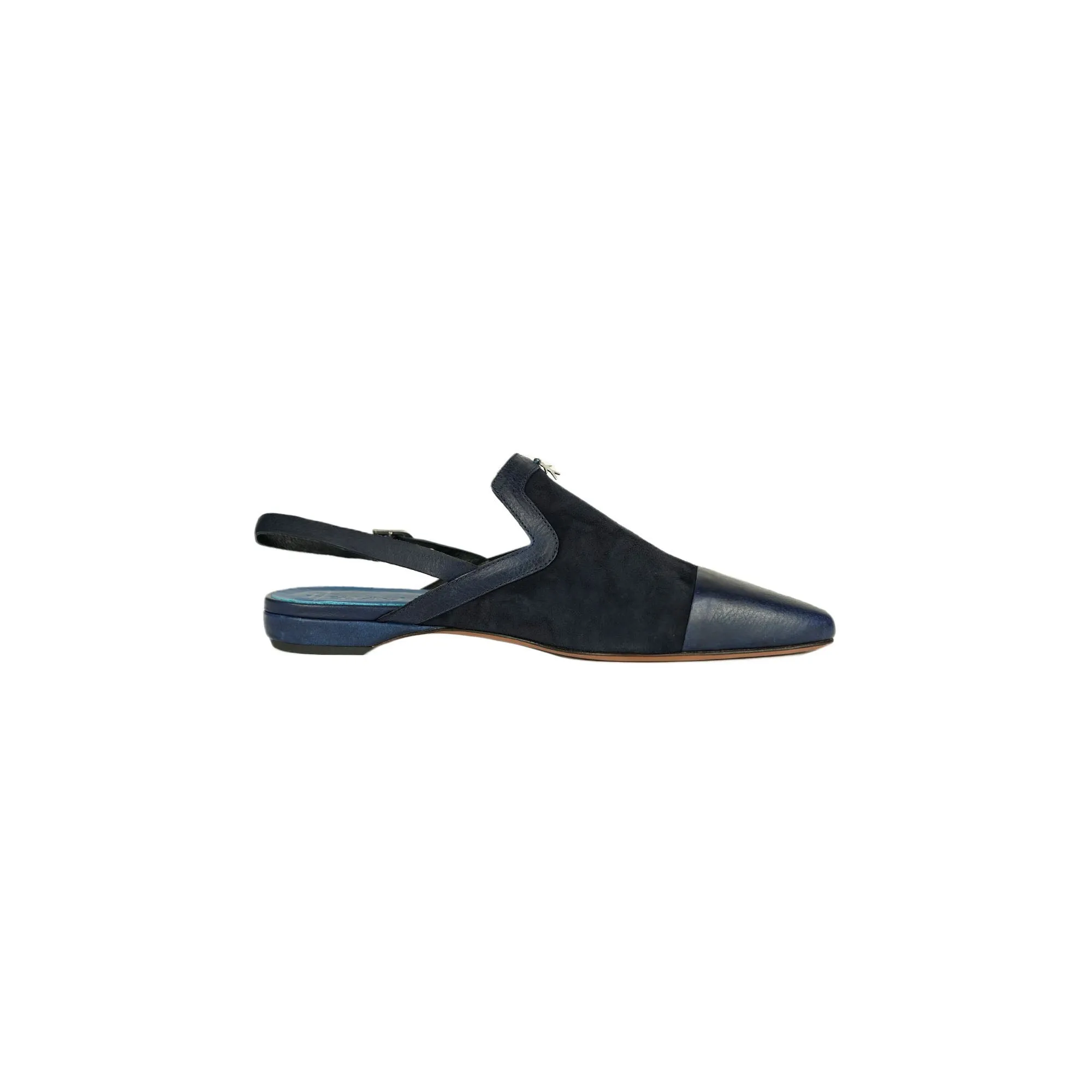 Slingback Shoe Suede Deep Blue