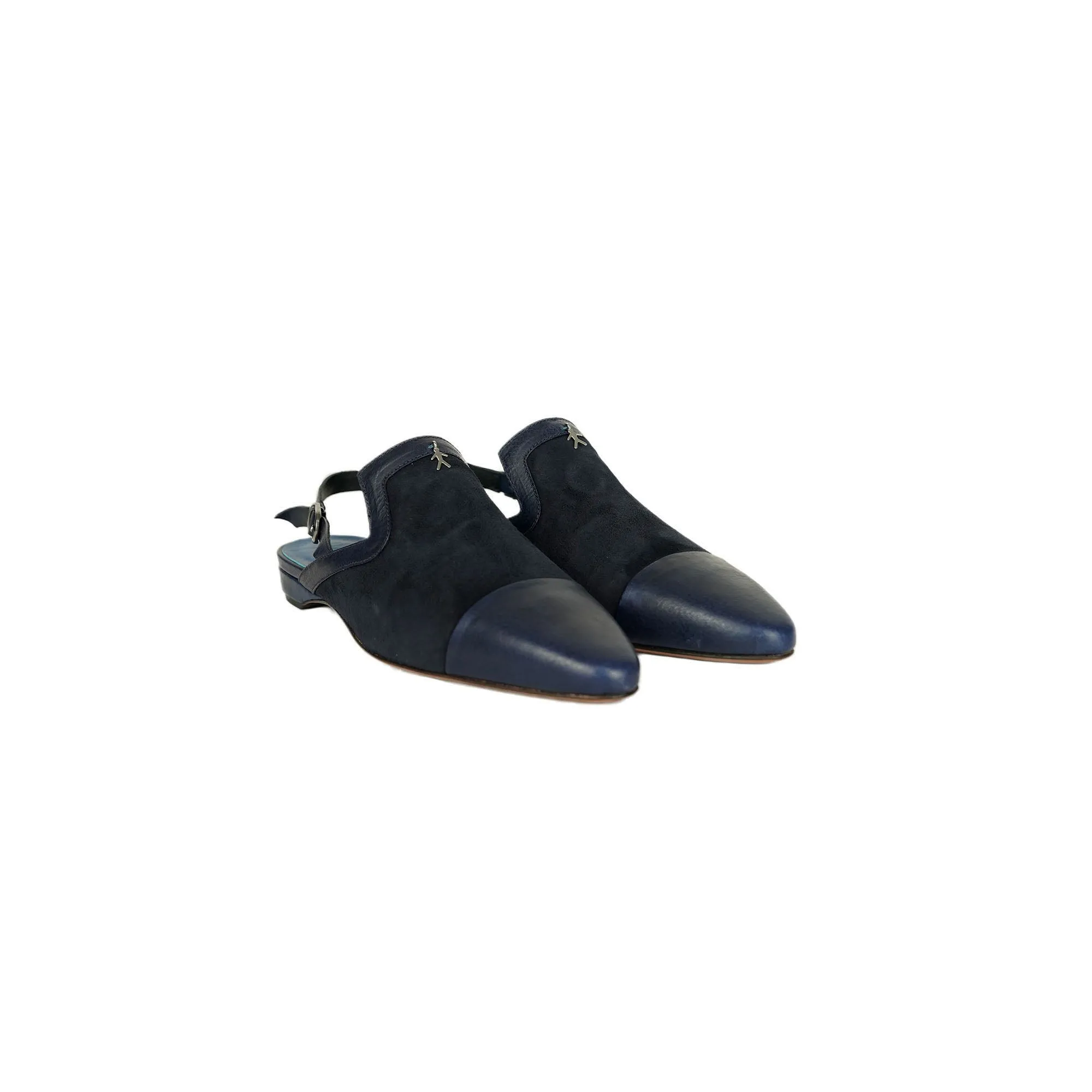 Slingback Shoe Suede Deep Blue