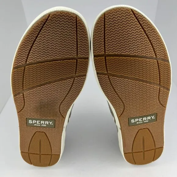 Sperry Mens STS23656 Green Halyard Camo Canvas Almond Toe Size 9 Sneakers