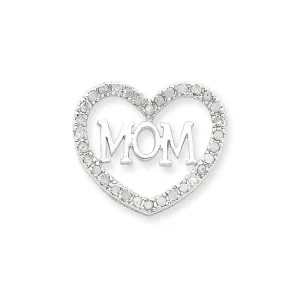 Sterling Silver CZ Mom Heart Slide