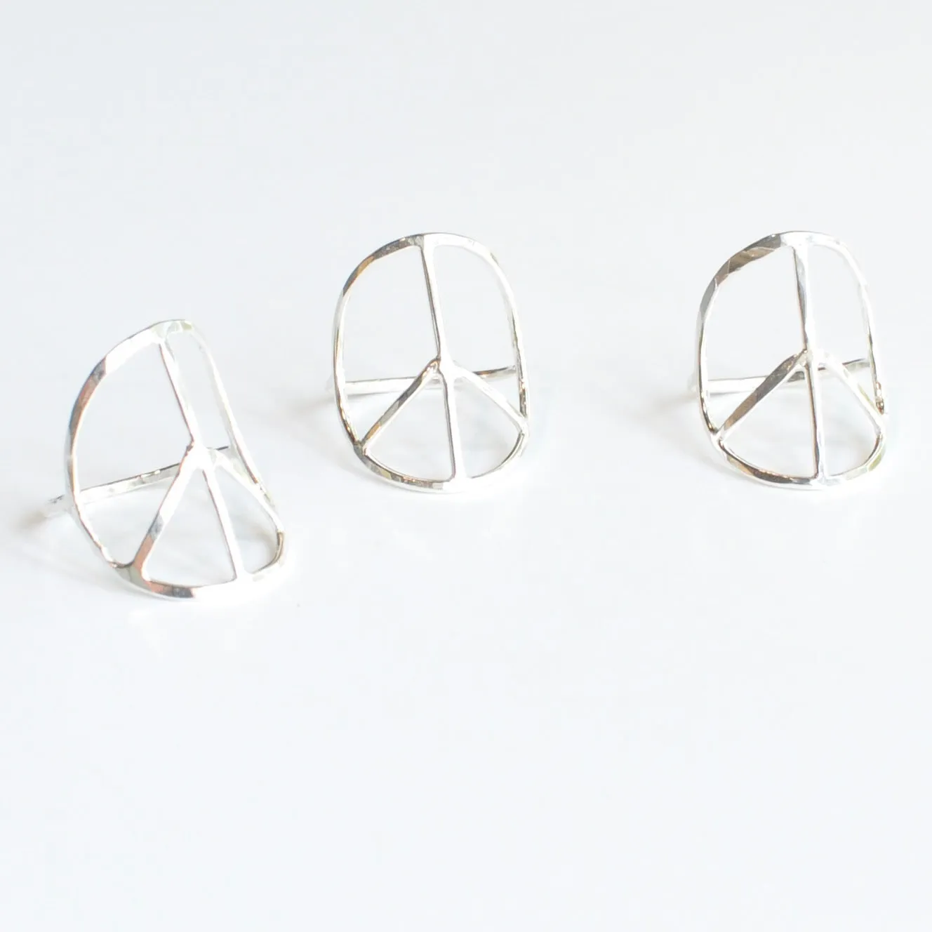 Sterling Silver Peace Sign Rings - Lou Jewels