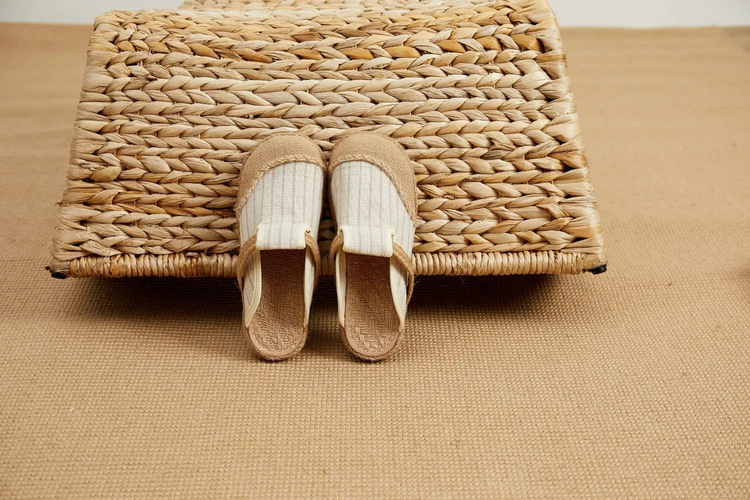 Stripe Strap-Accent Linen Mules Epadrilles - Women