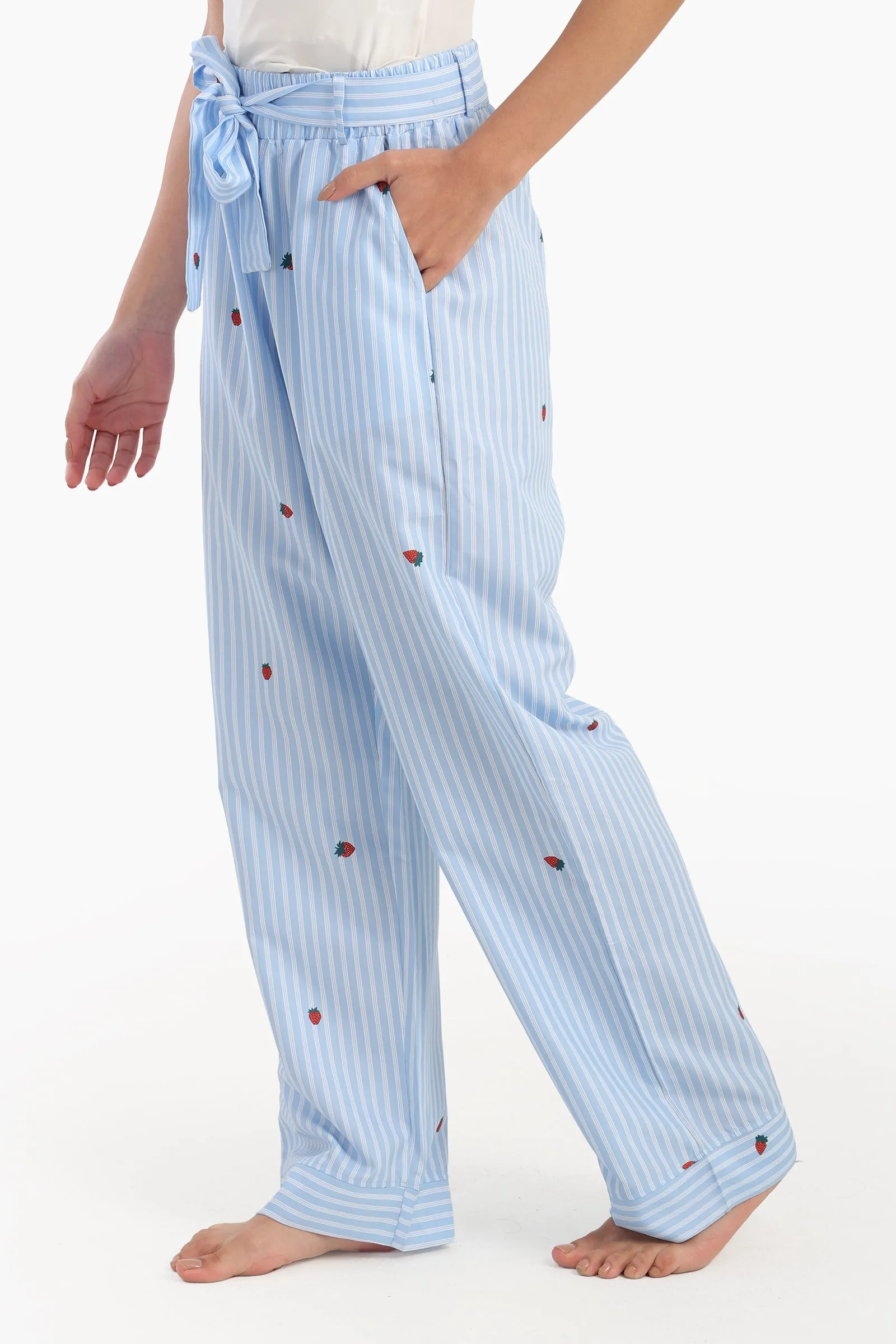 Striped Strawberry Printed Pyjama Pants