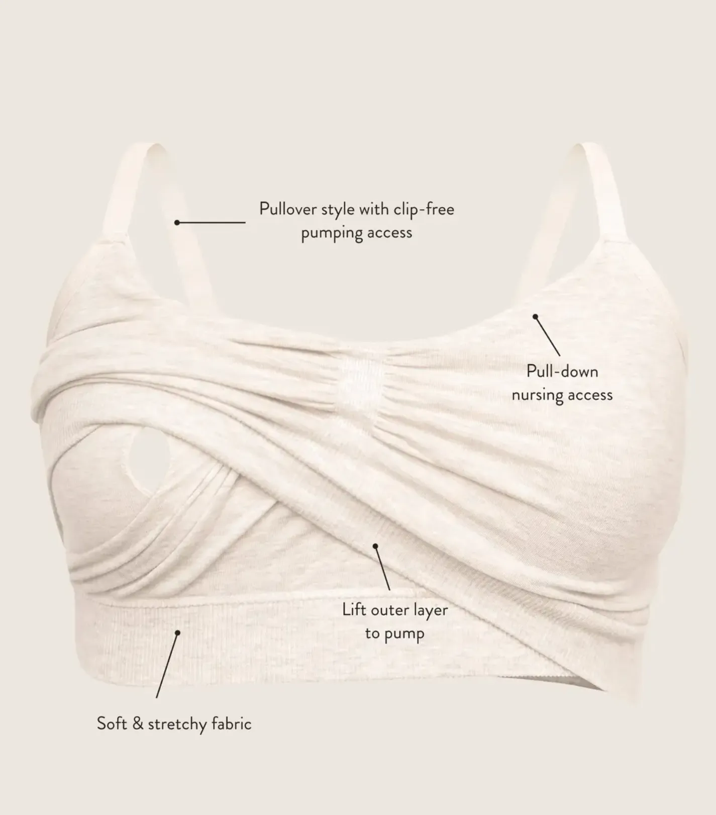 Sublime Bamboo Hands-Free Pumping Lounge & Sleep Bra - Oatmeal Heather