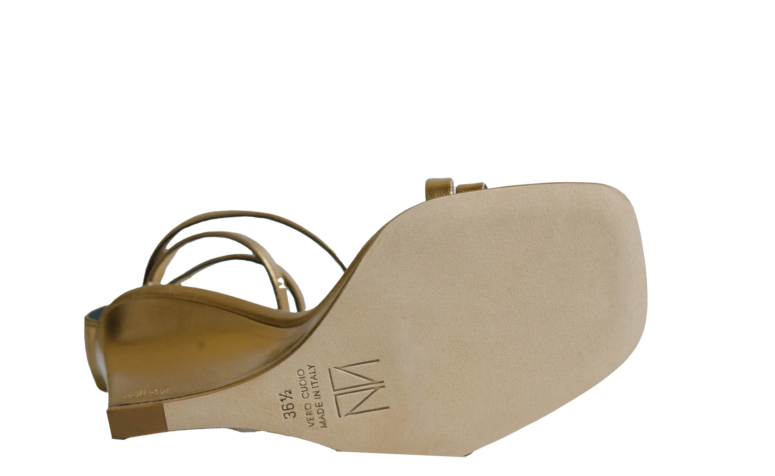 Tamara Mellon Women's Leather Gold Wedge Sandal 924-90 FIXED PRICE $590