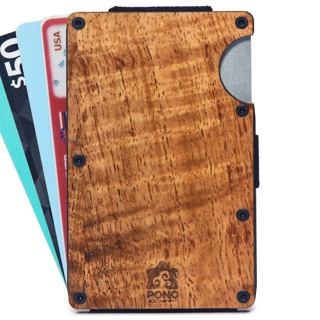 The Minimalist, Koa Wood Wallet w/ Money Clip (Multiple Designs)