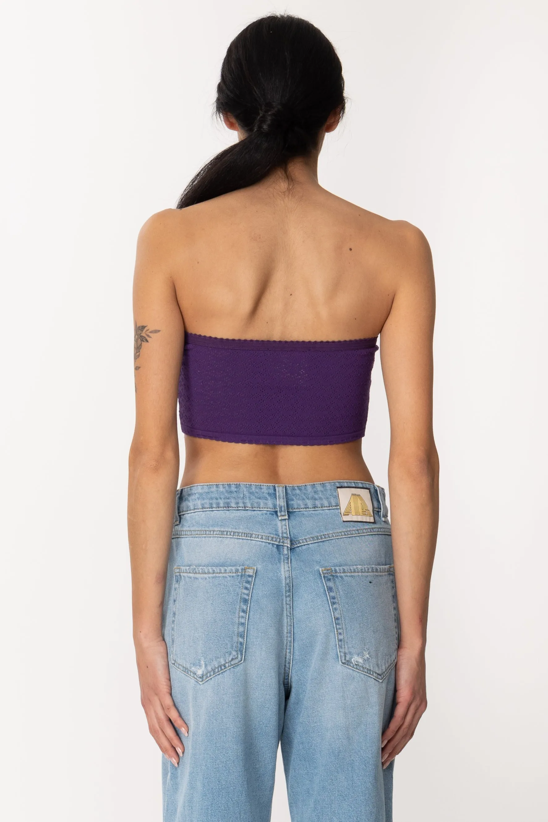 Top Kara a Fascia con Applicazioni In Tulle