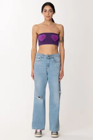 Top Kara a Fascia con Applicazioni In Tulle