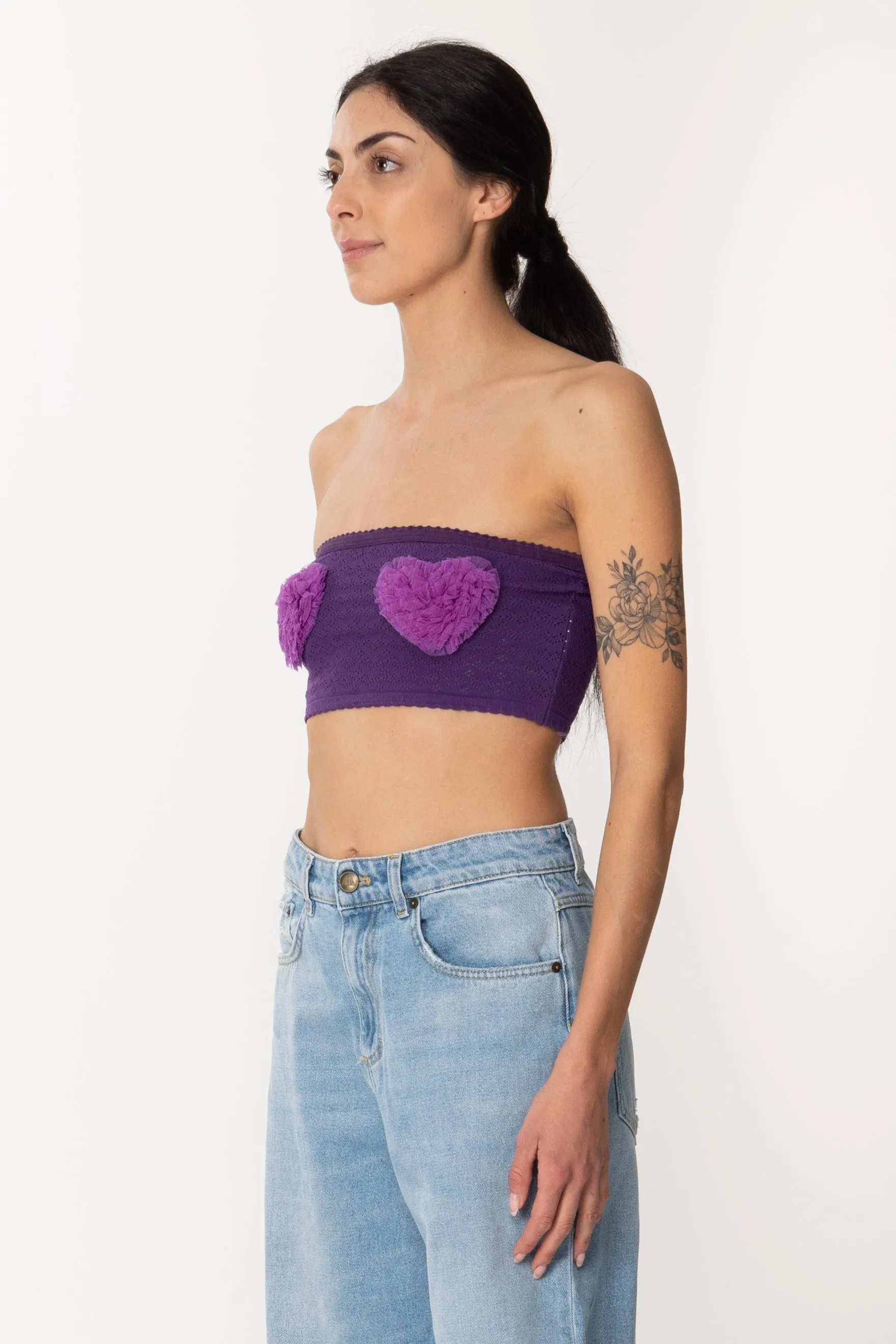 Top Kara a Fascia con Applicazioni In Tulle