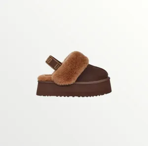 ugg funkette 60mm suede sling back burnt cedar slippers