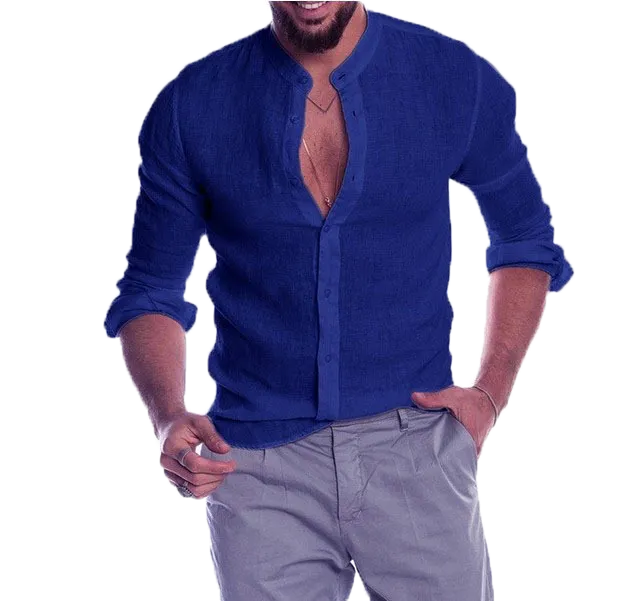 V-neck linen cardigan shirt-D191 | Inspanda