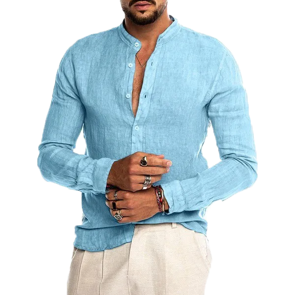 V-neck linen cardigan shirt-D191 | Inspanda