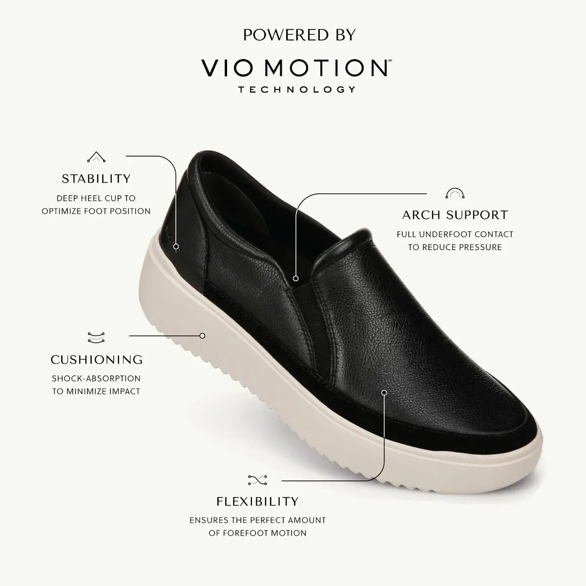 VIONIC KEARNY BLACK PLATFORM SLIP ON SNEAKER