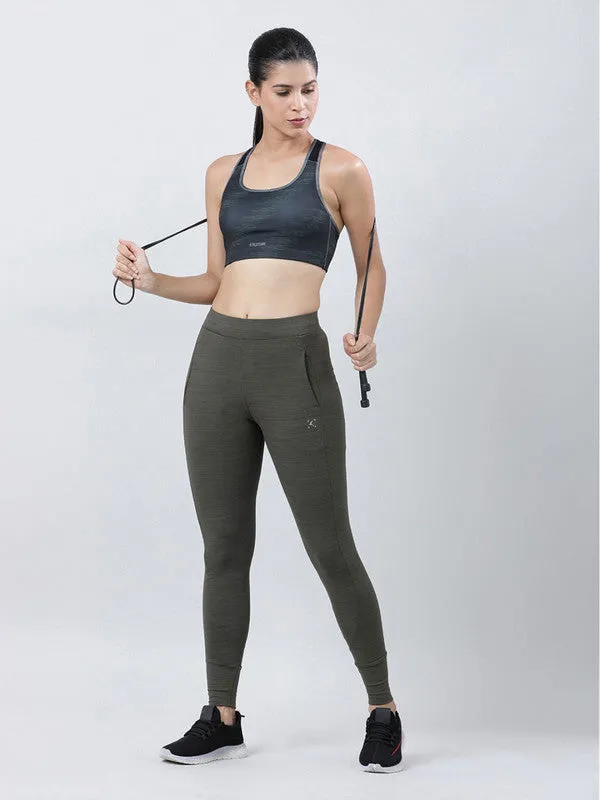 Women Olive Solid Track Pants & Joggers TRANSVERSE PANT-OL
