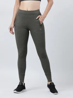 Women Olive Solid Track Pants & Joggers TRANSVERSE PANT-OL