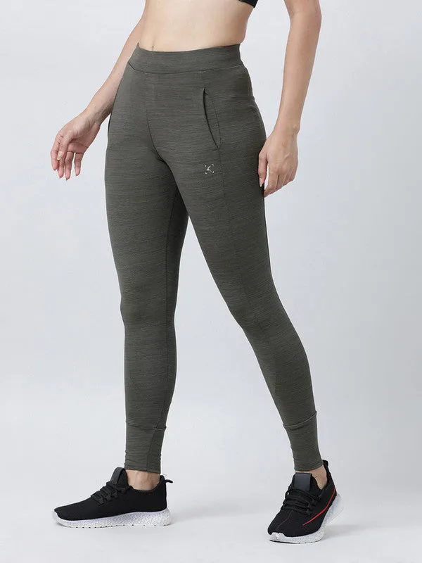 Women Olive Solid Track Pants & Joggers TRANSVERSE PANT-OL