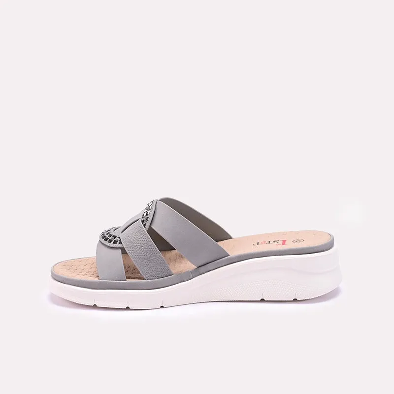 Womens Gray Comfy Casual Slippers 0413302