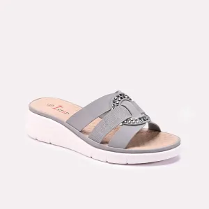 Womens Gray Comfy Casual Slippers 0413302