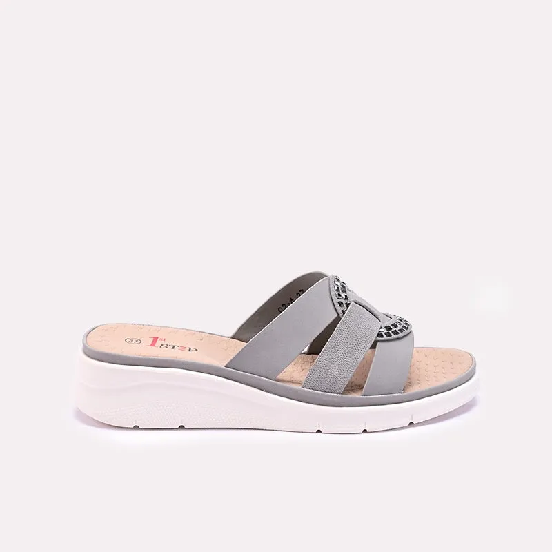 Womens Gray Comfy Casual Slippers 0413302