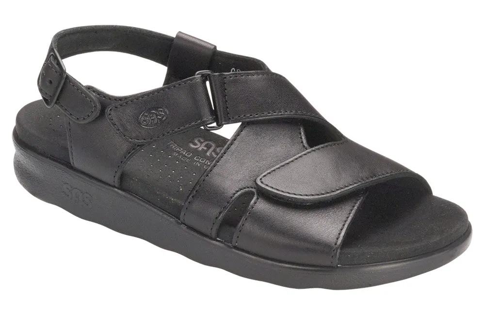Women's Huggy Cross Strap Sandal in Black