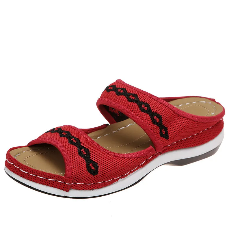 Women's Plus Size Flying Knitted Platform Low Top Sandals