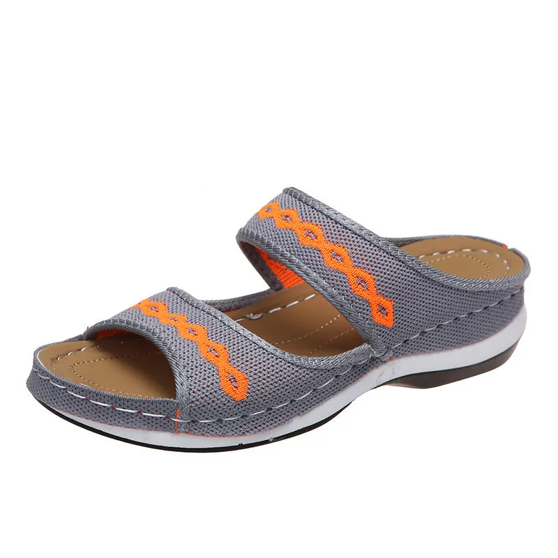 Women's Plus Size Flying Knitted Platform Low Top Sandals