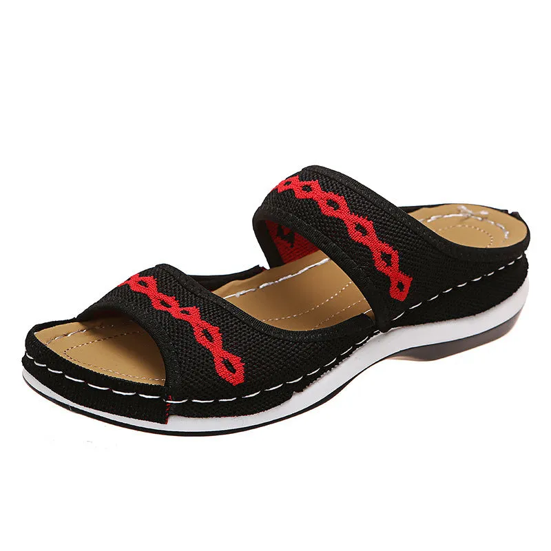 Women's Plus Size Flying Knitted Platform Low Top Sandals