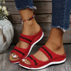Women's Plus Size Flying Knitted Platform Low Top Sandals
